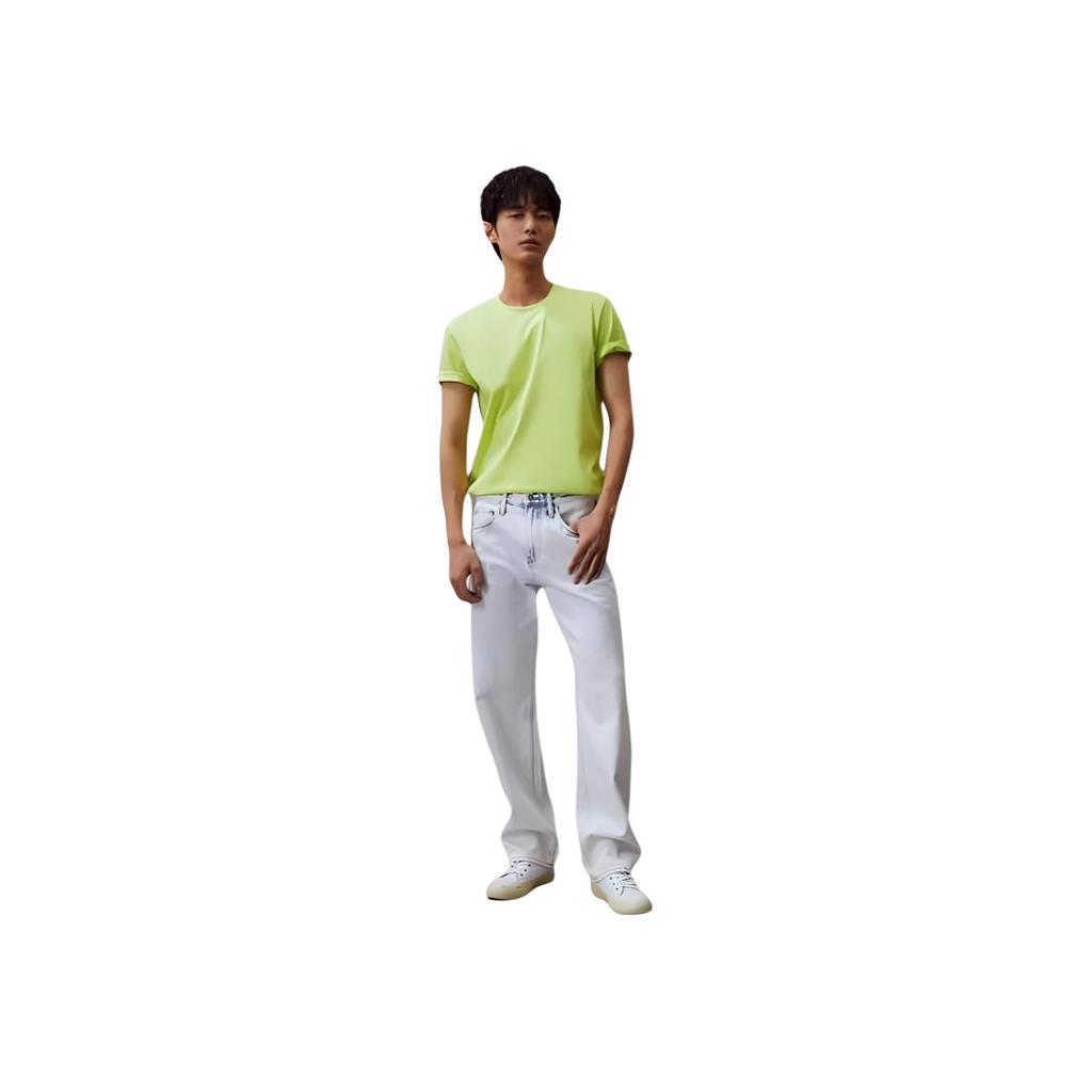 Calvin Klein Solid Comfortable Crew Neck Short Sleeve T-Shirt Men Tops Apple-Green J326355-LKQ