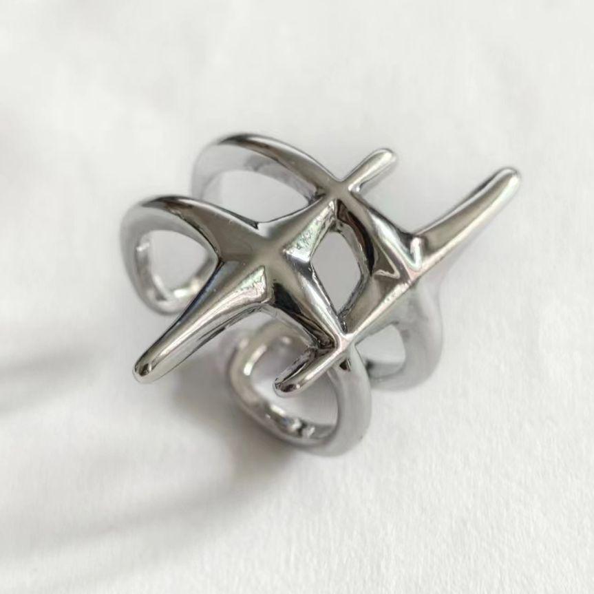 

Панк серебряный цвет медные звезды открытые кольца для женщин и мужчин мода регулируемые парные кольца Y2K хип-хоп винтажное кольцо ювелирные изделия подарок