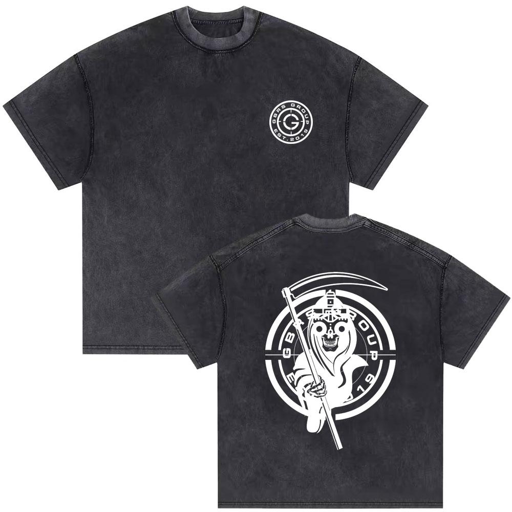 Washed Vintage Forward Observations Group Tshirt Skeleton Graphic Tees Mens Cotton Oversized Tshirt Male Gothic Punk T Shirts