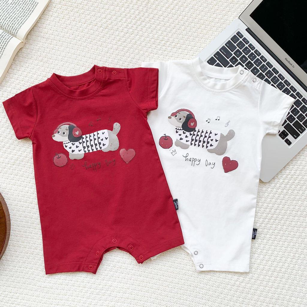 Baby- und Kleinkind Cartoon-Print Kurzarm-Strampler und T-Shirt Set mit Modischen Baby-Shorts - Sommer-Trend