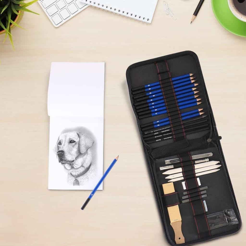 5 Pieces Professional Drawing Pencils and Sketch Kit  Complete Art Set for Beginners & Professionals with Graphite, Charcoal Blending Tools, and More