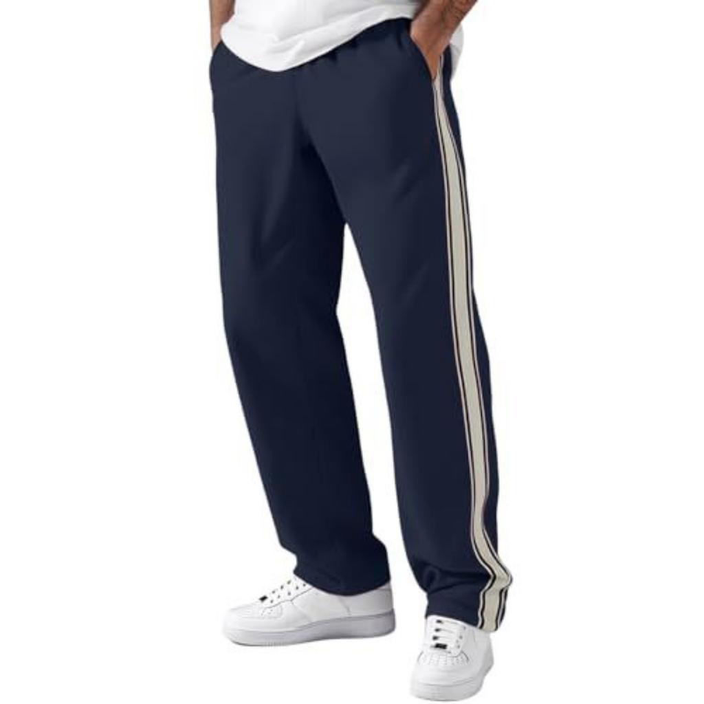 Men's Striped Casual Sweatpants Lightweight Drawstring Waist Gym Trousers