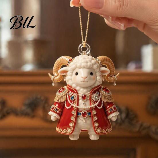 Acrylic Pendant for Christmas 2027 New Year Sheep Ornament, 2D Tree Ornaments with Hanging String, Chinese Zodiac Goat Decor, Holiday Gift Decorative
