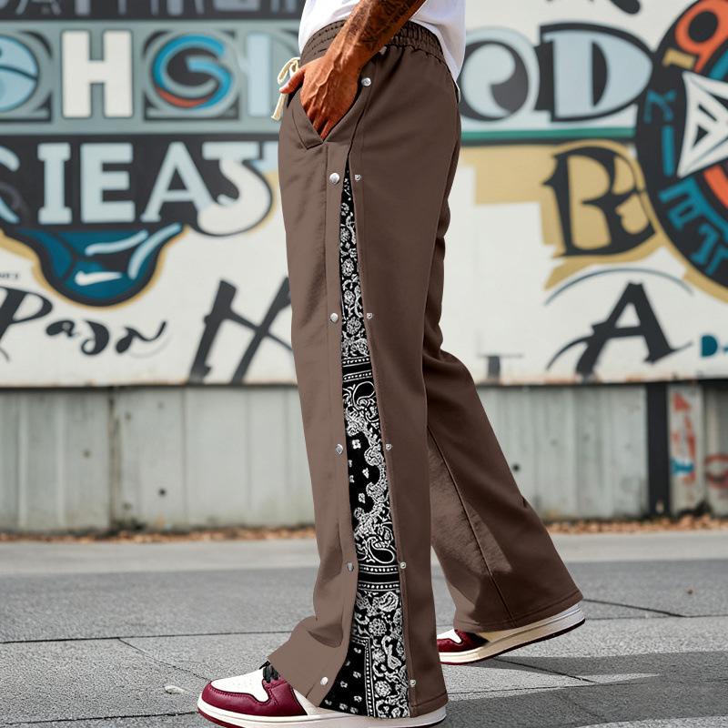 Mens American Hip Hop High Street Loose Paisley Straight Leg Casual Sweatpants