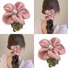 Elegantes florales Perlen-Haargummi für Frauen Bequem und stilvoll Elastisches Stoff-Blumen-Scrunchie Haarband Haarschmuck