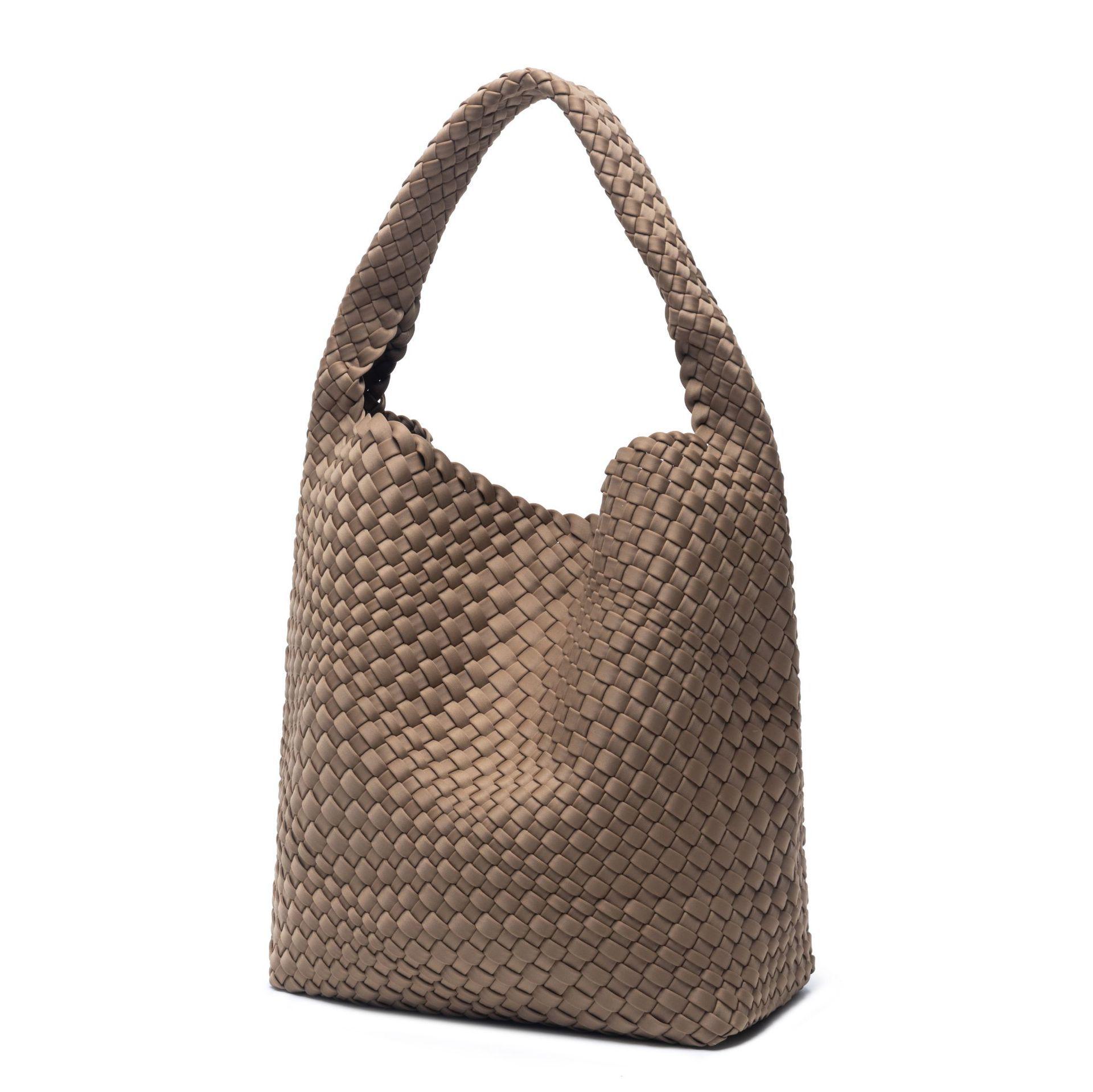 

Стильная плетеная вручную сумка-тоут большой вместимости для мамы и ребенка с универсальным плечевым ремнем 36x16x30 cm серо-коричневый