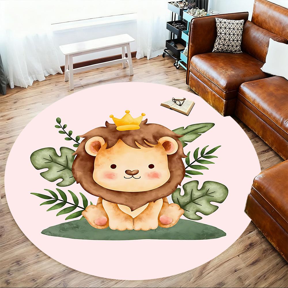 1pc lion prince Round Chair mat Area Rug - Non-Slip, Floor Mat for Office, Bedroom, and Indoor Decor c1125013