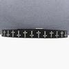 Y2K Punk Men's Genuine Cowhide Leather Belt with Full Row and Cross Rivets
