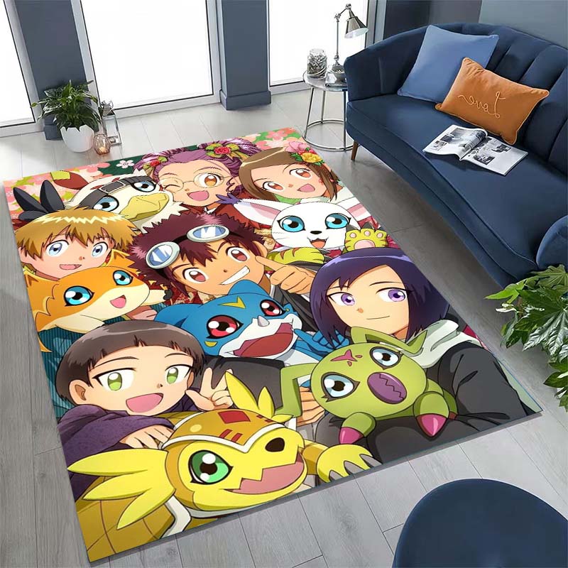 The New (Digimon) Rug Is Suitable for Home Décor in Game Rooms, Bedrooms, Living Rooms, Sofas, and Other Areas.