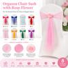 Elastic Band Event Chair Straps Bows Chair Bandage Satin Chair Sashes  for Wedding Hotel Banquet