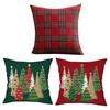 Weihnachts Karierter Kissenbezug Weihnachtsbaum Kissenbezug mit Verdecktem Reißverschluss Karomuster Zierkissenbezug für Festliche Heim Bauernhaus Deko