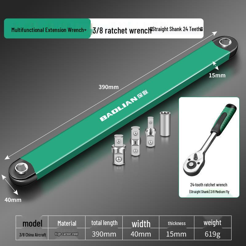 Universal Multifunctional Ratchet Wrench Extension Set