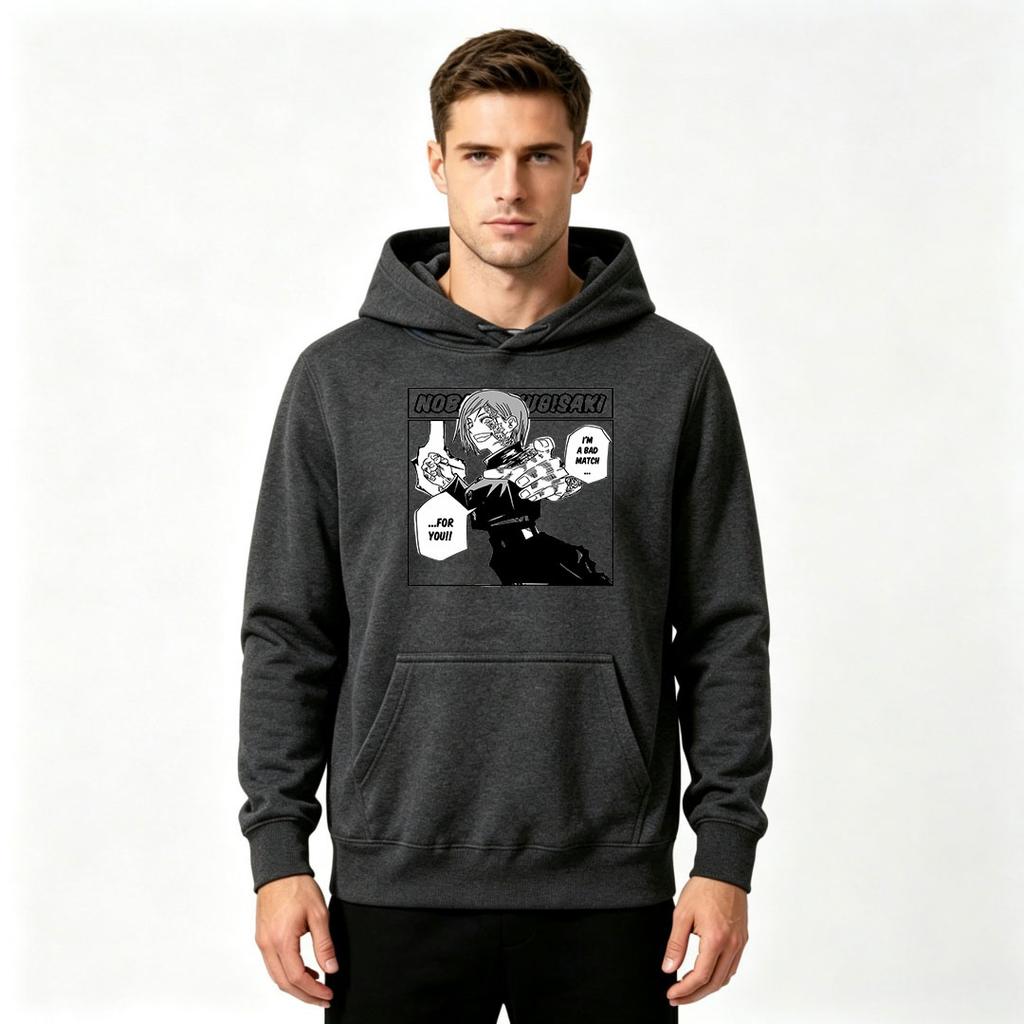 Men's Pullover Hoodie, Anime Character Print Casual Long Sleeve Hooded Sweatshirt for Daily Wear