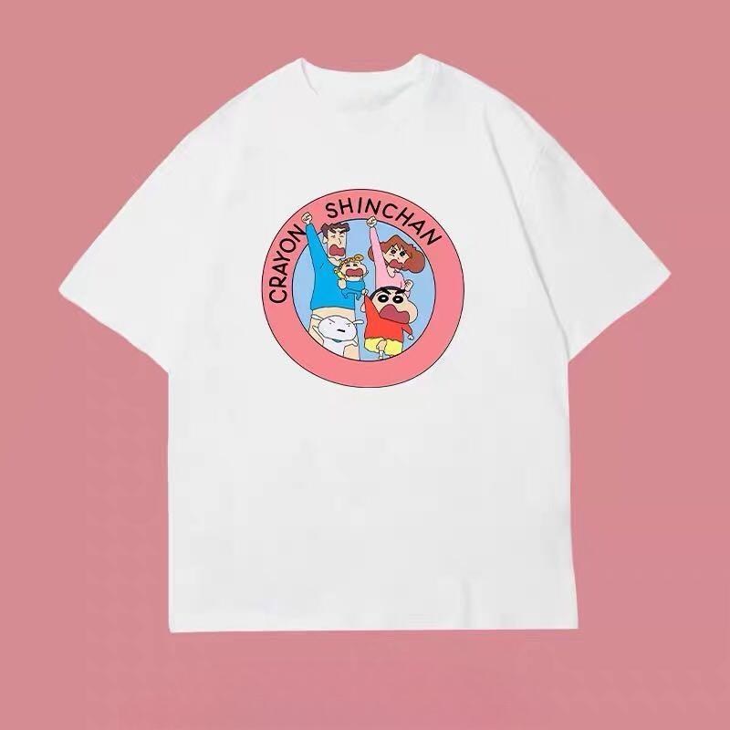 

2026 Summer Comic Form Crayon Shinchan Image 100 Cotton Printed Oversize Casual Tshirt Adult Children Parentchild Top y2k S