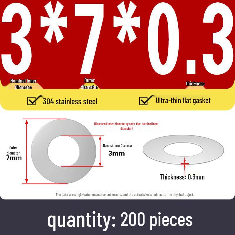 Plochá podložka z nerezové oceli 304 pro nastavení vůle hřídele (0,1/0,2/0,3 mm)