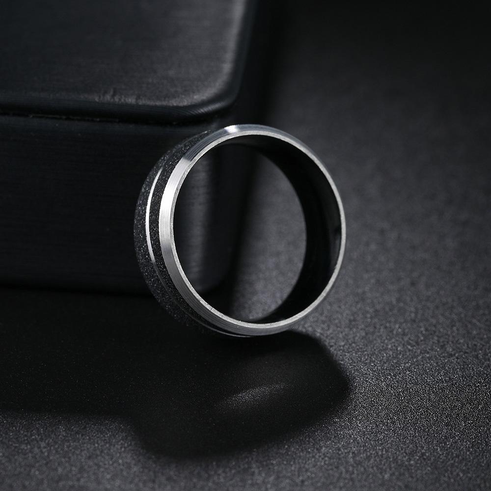 New Fashion Titanium Steel Ring High Quality Black Wedding Engagement Frosted Rings for Men Women