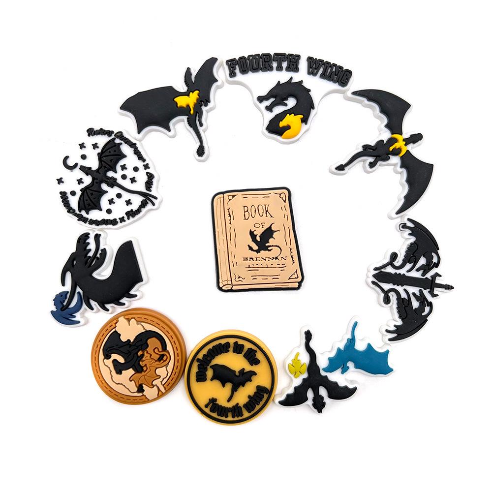 Charms de Chaussures Crocs Série Aile de Dragon - Boucles en PVC Moulées par Goutte à Goutte