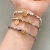 French Handmade Beaded Natural Stone Stainless Steel 18k Gold Fashion Bracelet For Women