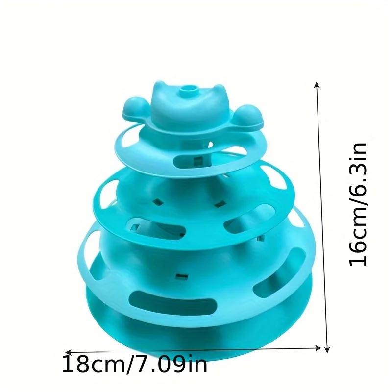 4-Layer 1pcs Feather Cat Turntable With Fun Toy Ball And Playing Stick - Interactive Toy For Cats