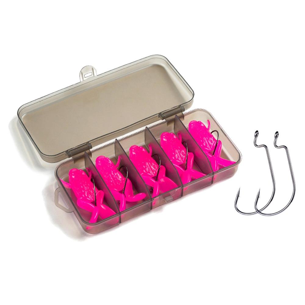 

5pcs 5g 10g Mini Frog Bait Mix Color Fishing Gear Product Soft Frog Fishing Lures 5g-Pink