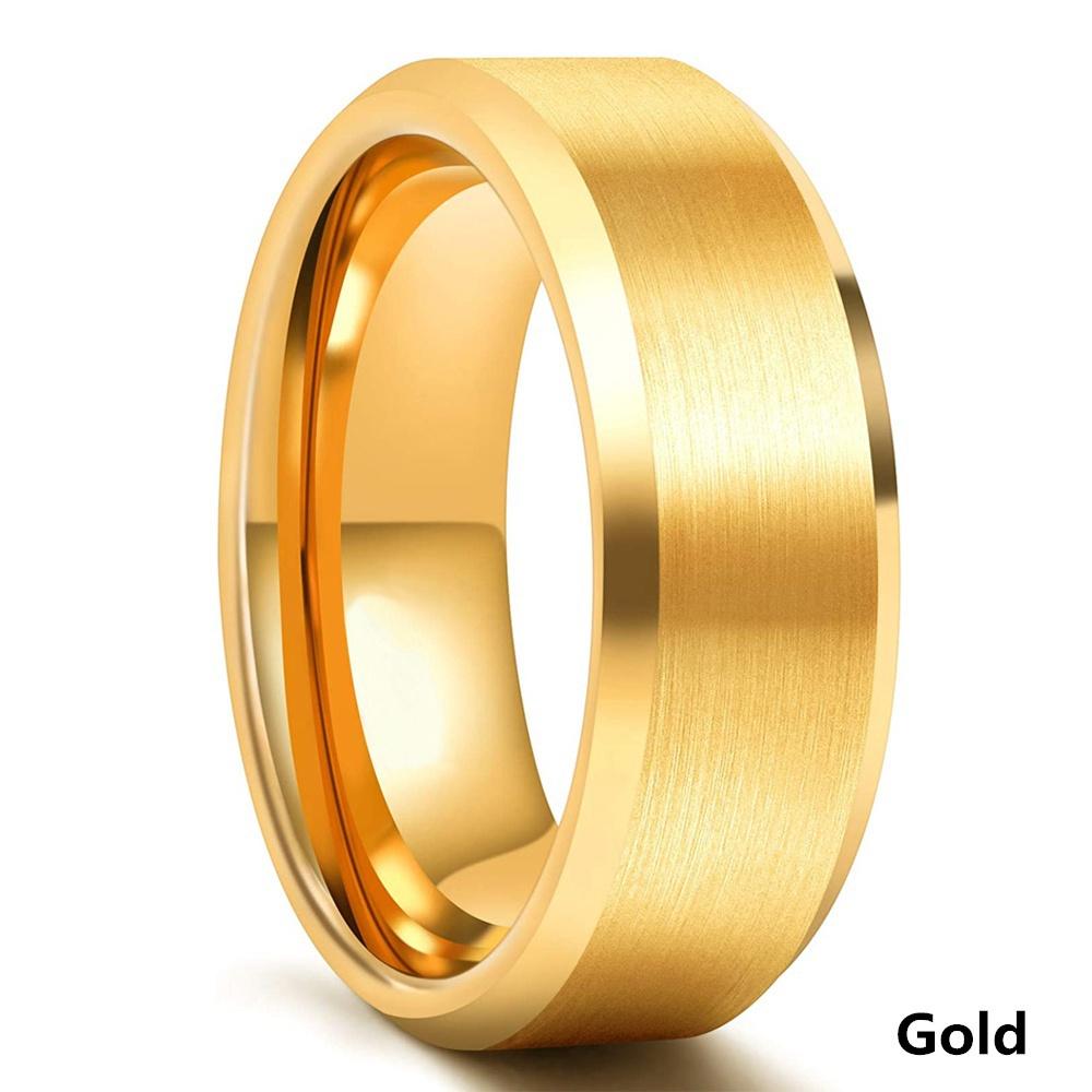 

Классические ювелирные аксессуары, мужские кольца из нержавеющей стали 8 мм с матовой поверхностью, кольца со скошенными краями для мужчин 6 золотой