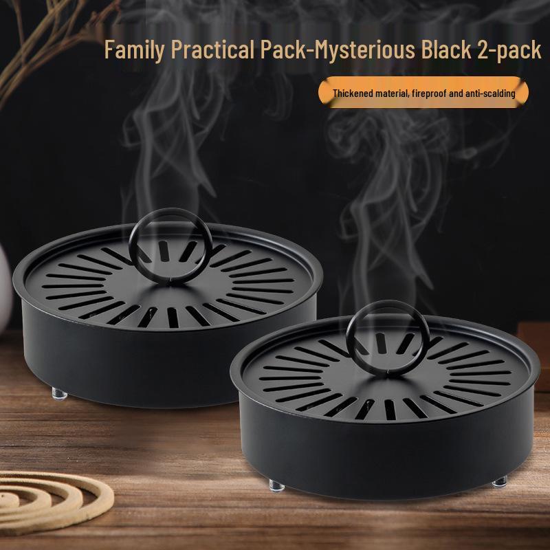 Fireproof Wrought Iron Mosquito Coil Holder with Lid - Creative Carbon Steel Ash-Catcher