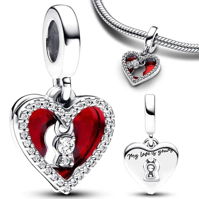Valentine'S Daycopper Couple Love Heart Flower Romantic Lover Wedding Charm Bead Fit Original Bracelet Necklace Diy Jewelry