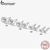 Bamoer CZ Stud Earrings 925 Silver Platinum Plated Round Cubic Zirconia Hypoallergenic Barbell Earrings 4-7mm