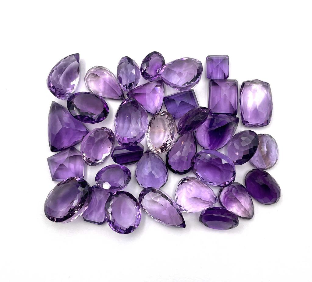 Natural African Amethyst Mix Shape Cut Loose Gemstone Lot 6-7 Pcs 50 CT For Jewelry Making
