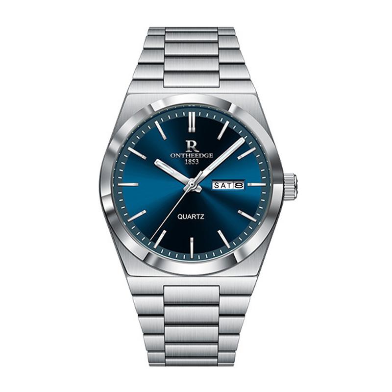 Minimalist Men Watch Dual Day Date Luminous Quartz Wristwatch Waterproof Thin Metal Bracelet Dress Watches