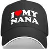I Love My Nana Heart Graphic Baseball Cap Polyester Casual Snapback Hat for Adults