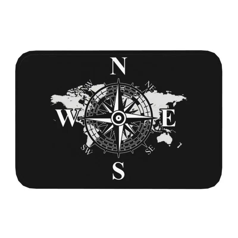 Custom Vintage Nautical Compass Doormat Non-Slip Entrance Kitchen Bath Mats Captain Anchor Boat Living Room Rug Carpet Footpad