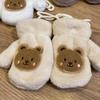 Waterproof Cartoon Bear Gloves Windproof Toddler Fingerless Gloves  For Girls