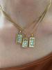 GHIDBK Fashion Sparkling Rhinestone Natural Mother of Pearl Square Tarot Card Pendant Necklace for Women Stainless Steel Zircon