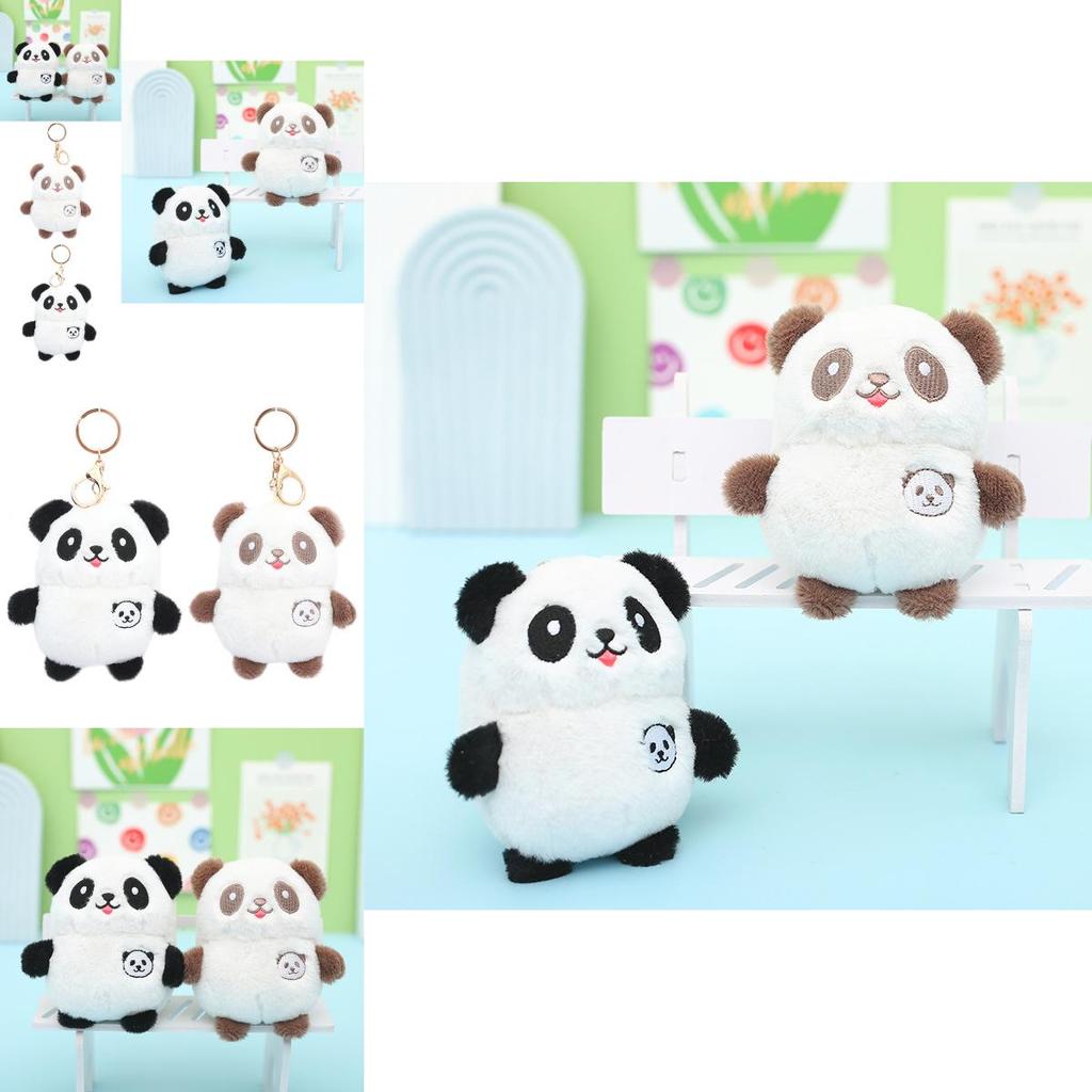 Cute Panda Plush Keychain Soft Snow Mink Fur Stuffed Animal Bag Charm
