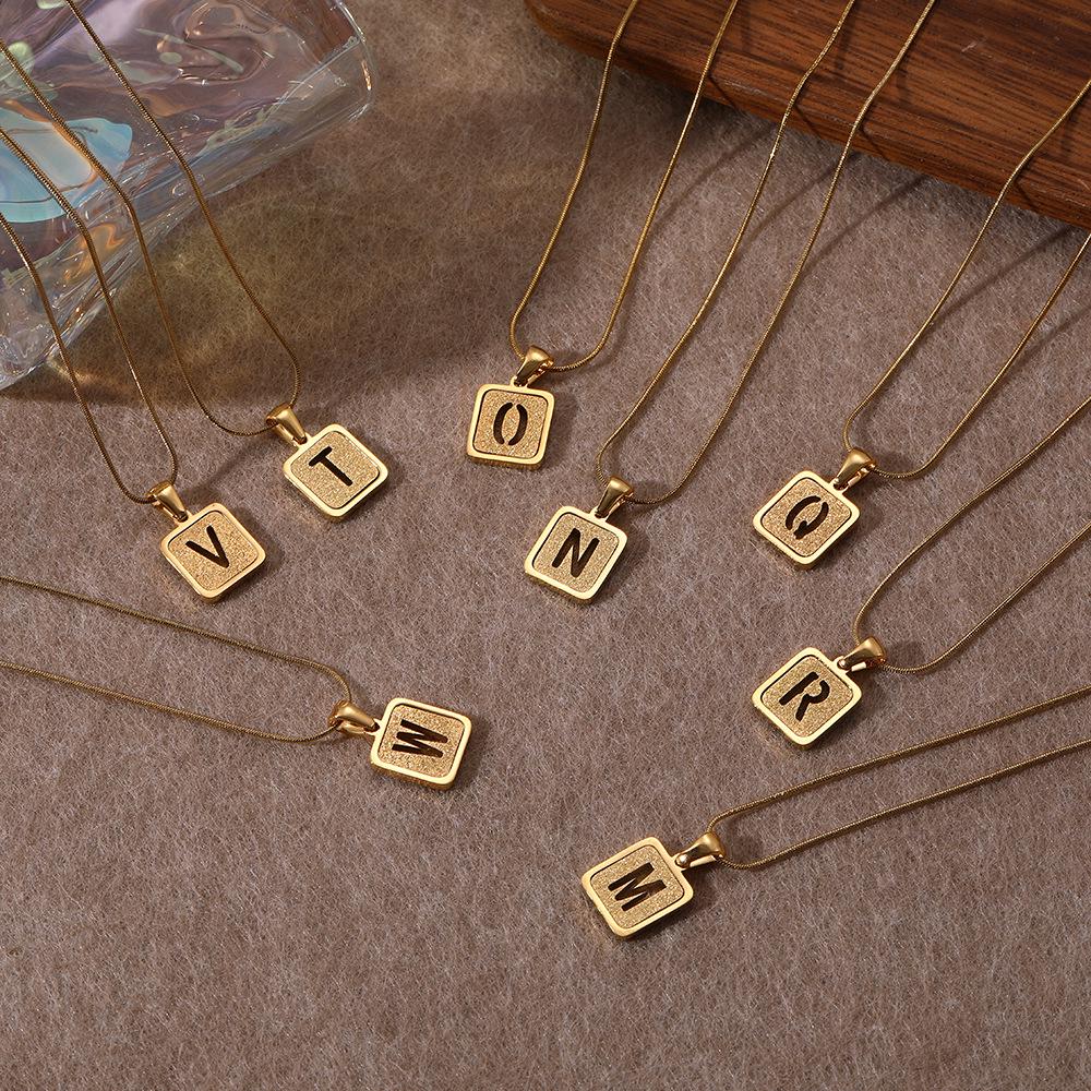 Stainless Steel Electroplated 26-Letter Pendant Necklace with Round Snake Chain