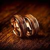 8mm Rose Gold Color Stainless Steel Guitar String Rings for Men Koa Wood Inlay Ring Whiskey Barrel Mens Wedding Band