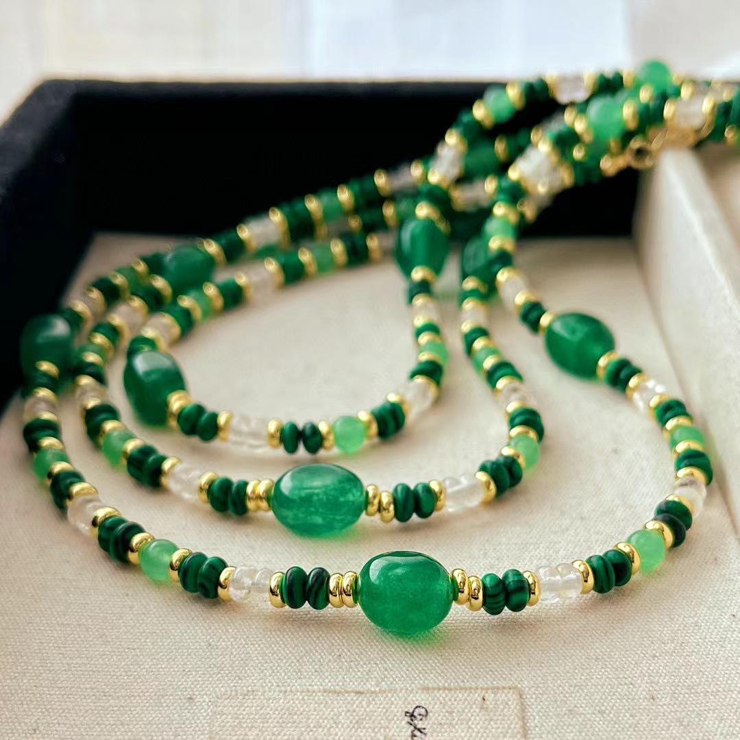 National Style Retro Natural White Crystal, Quartzite Contrasting Color High-End Sense Collarbone Chain Atmosphere Necklace Neck