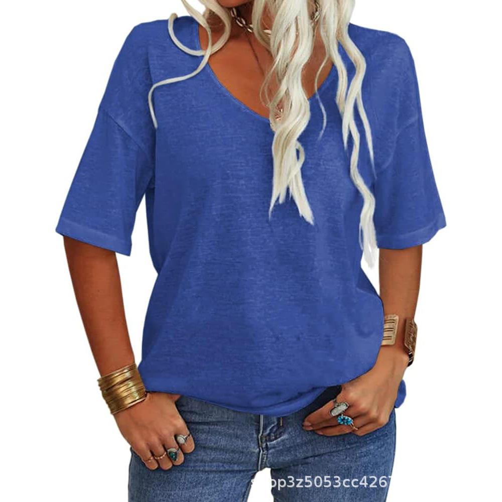 2026 Summer New Women's Short-Sleeve V-Neck T-Shirt Top