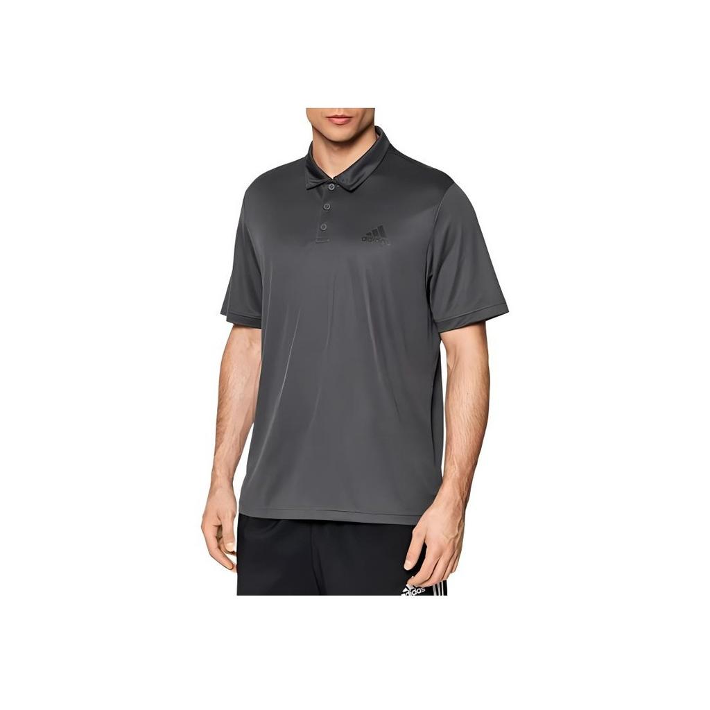 Adidas Logo Print Collar Short Sleeve Polo Shirt Men Tops Gray H30285