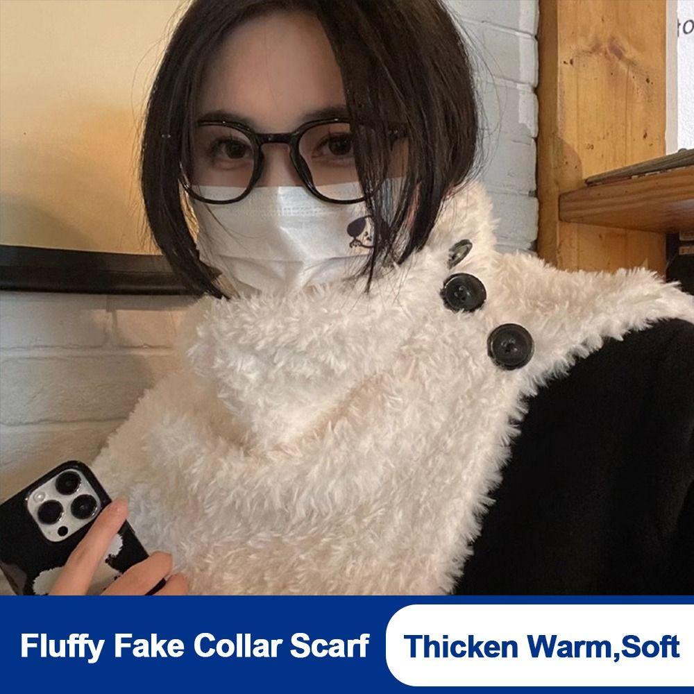 Soft Plush Winter Neck Warmer Solid Color False Scarf Shawl Winter Detachable Scarf  for Women