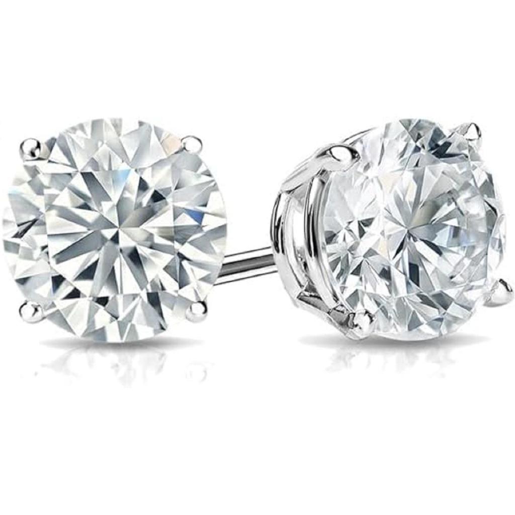 Jewels Prim 1/4 to 2 Carat Lab Grown Diamond Round Stud Earrings in 14k Gold (E-F, SI1-SI2, cttw), 4-Prong Basket Screw Back