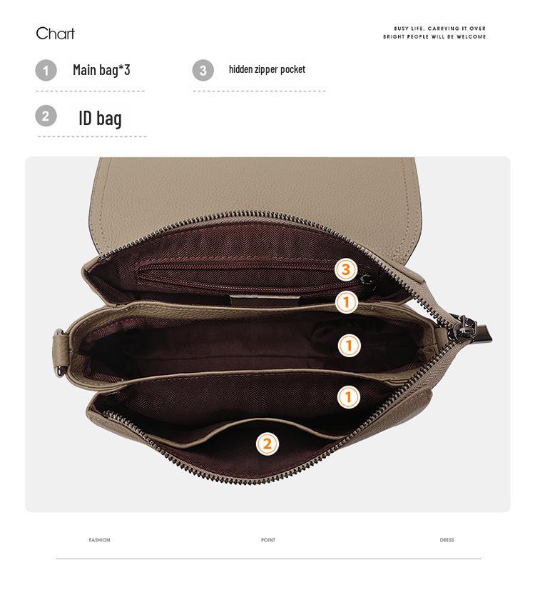 Women's Trendy Genuine Leather Messenger Bag: 2025 Style, Large Capacity, Soft Shoulder Bag, Versatile & Simple Design.