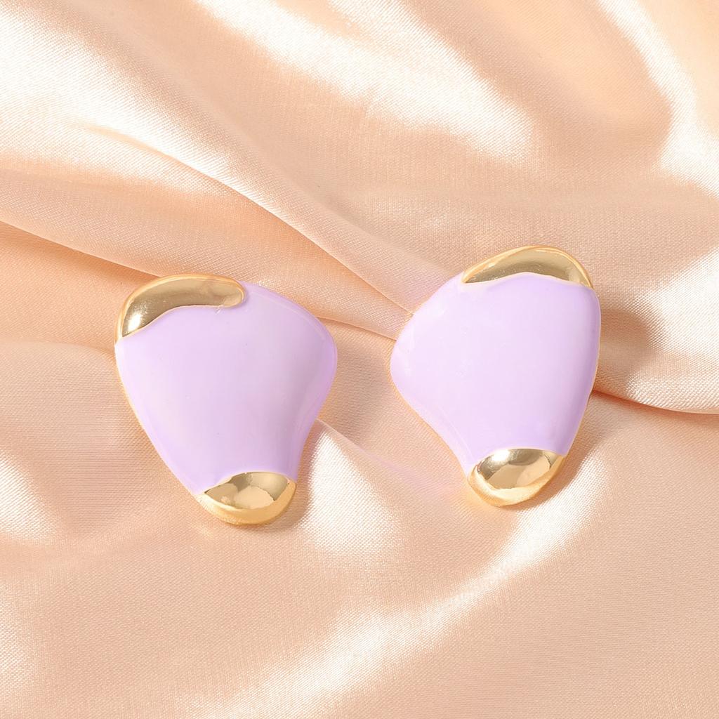 Korean version of fashionable and simple macaron multi-color geometric alloy niche ear studs