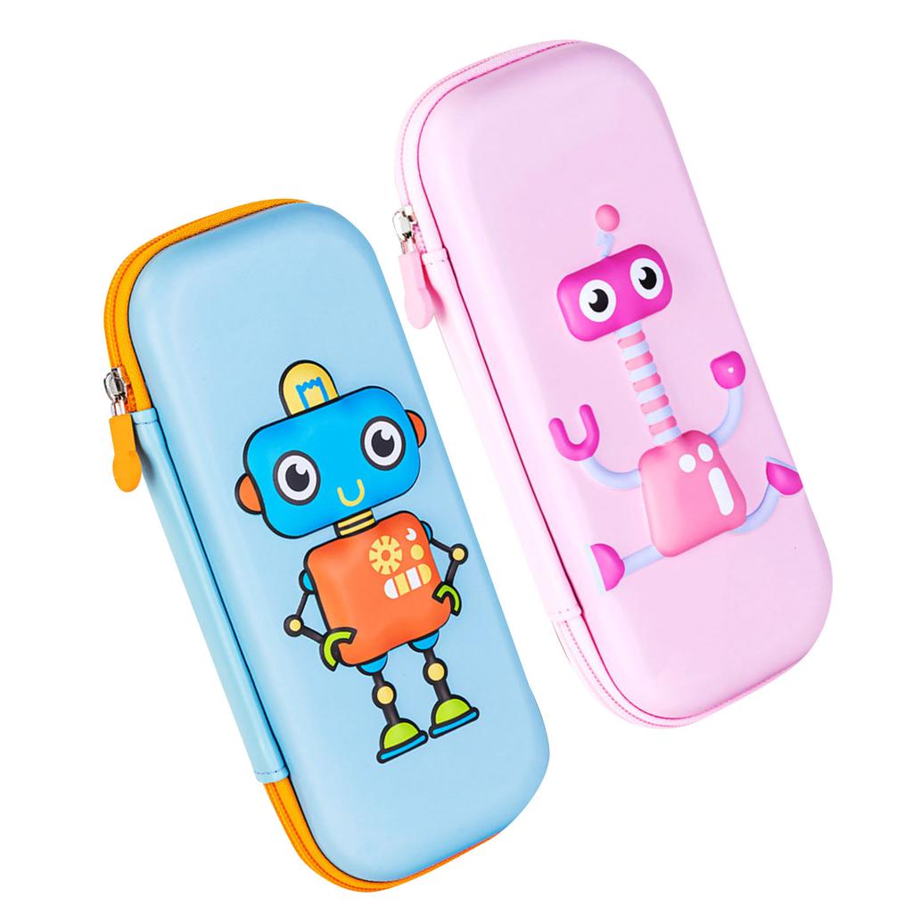 3D Robot Pencil Case Kids Cartoon Pencil Box EVA Large Capacity Pen Holder Portable Pencil Pouch for