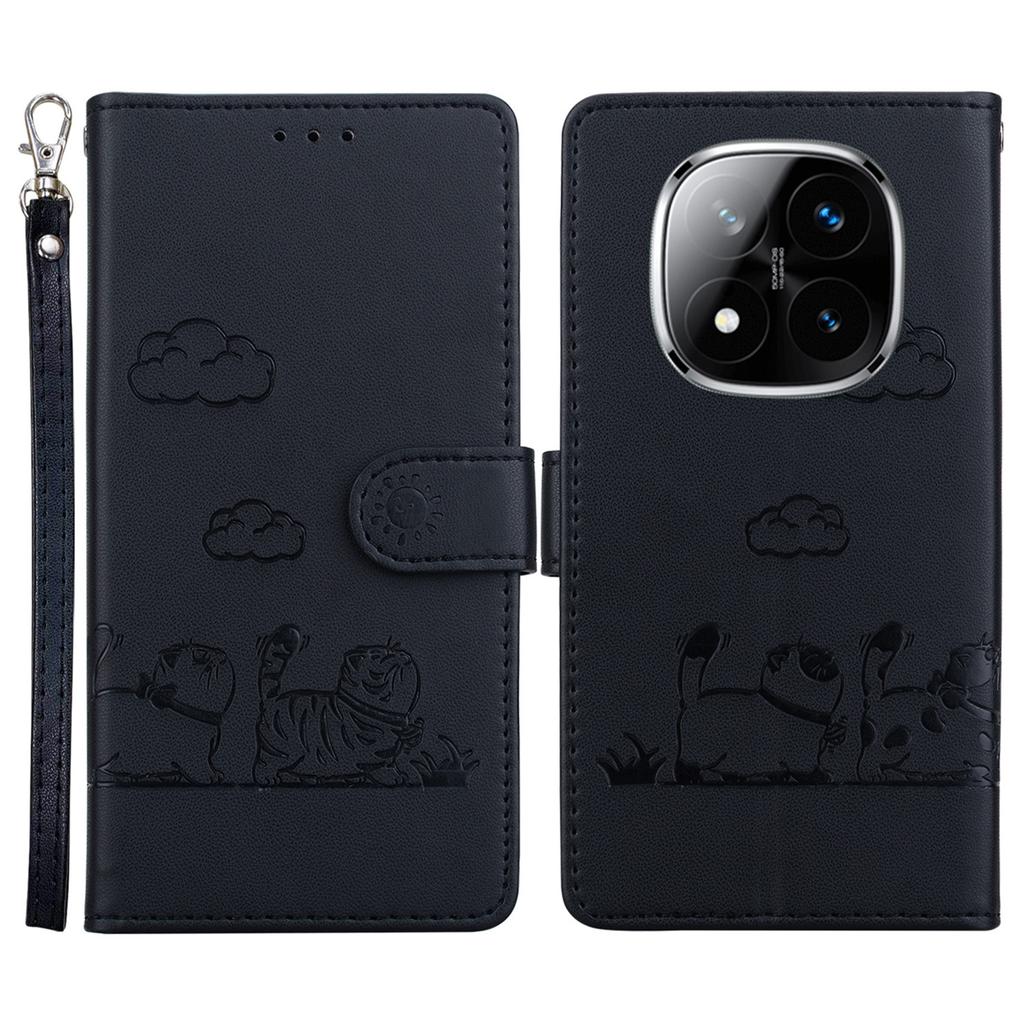 For Xiaomi Redmi Note 14 Pro 5G/Poco X7 5G Case RFID Blocking Kitten Pattern TPU+PU Leather Phone Cover