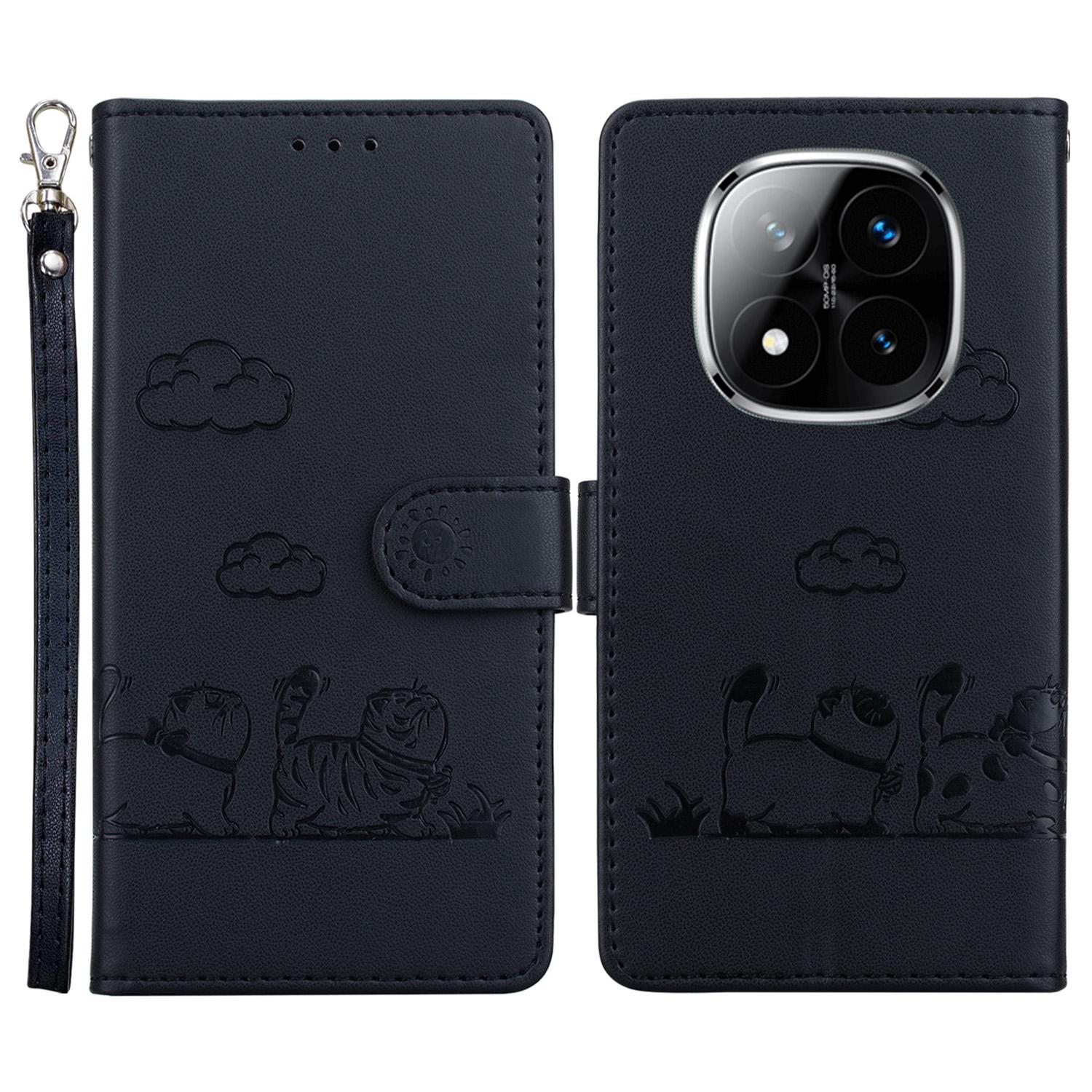 

For Xiaomi Redmi Note 14 Pro 5G/Poco X7 5G Case RFID Blocking Kitten Pattern TPU+PU Leather Phone Cover A
