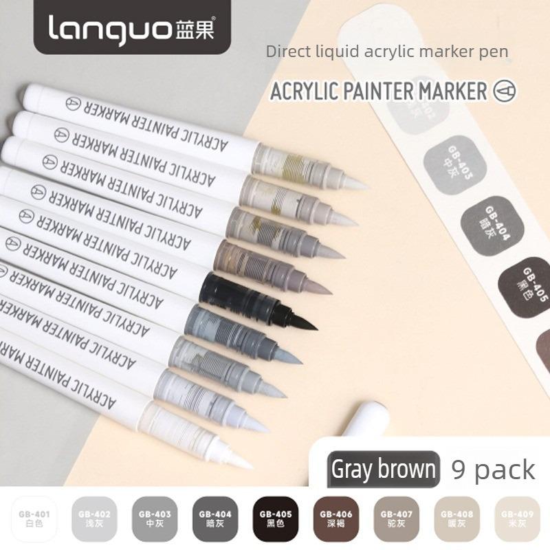 LANGUO 288/9 Colors Acrylic Paint Marker Pens Soft Brush Professional Drawing Pens for Graffiti School Stationery Art Supplies