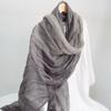 Japanese Vintage Gradient Stripe Linen Scarf Women Art Versatile Spring/Summer Breathable Shawls Sun Protection Long Scarf