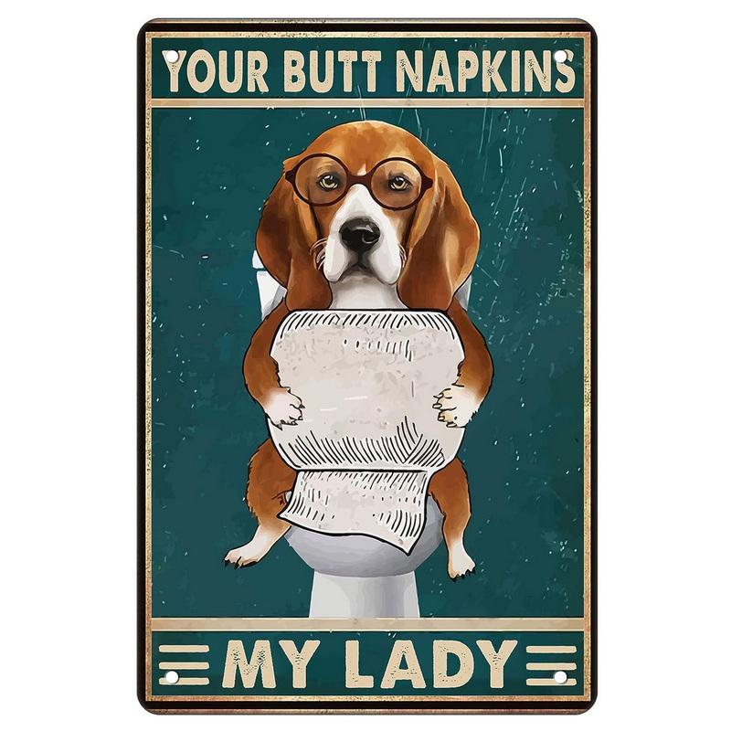 Funny Bathroom Metal Tin Sign Artwork Wall Decor Your Butt Napkins My Lady My Lord Decoration for Home Hotel Cafe Pub Wall Decor